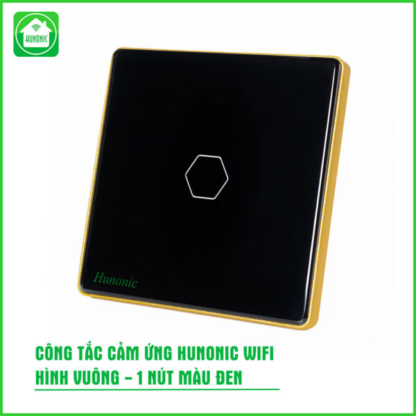 Công Tắc Hunonic Luxury Hình Vuông ( Màu Đen ) 4 1 Nut Den 600x600