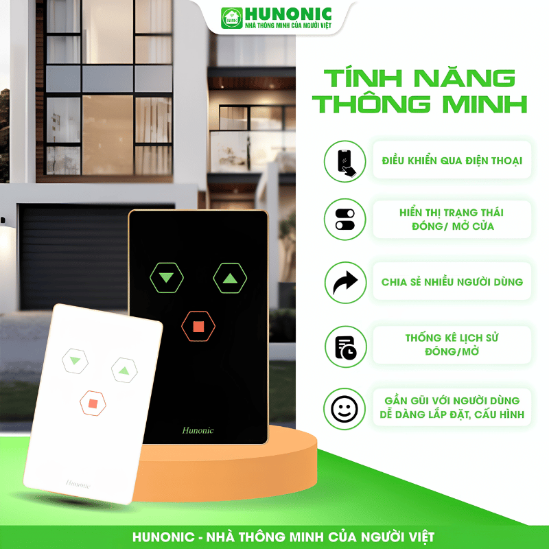 Công Tắc Cửa Cuốn Wifi Hunonic Door S – Phiên Bản Mới 2026 39 Công Tắc Cửa Cuốn Door S