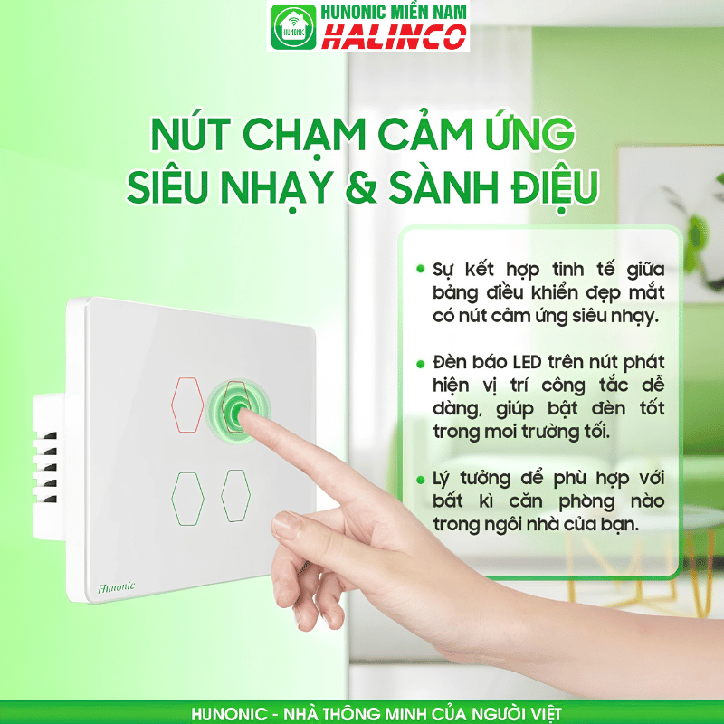 Công Tắc Cảm Ứng BLE Mesh Hunonic Datic Màu Trắng 51 Công Tắc Cảm Ứng BLE Mesh Hunonic Datic