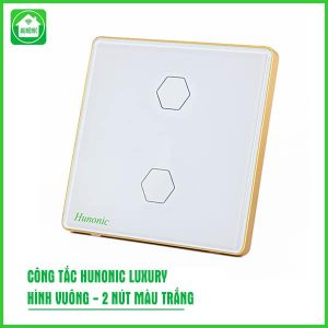 Công Tắc Hunonic Luxury Hình Vuông ( Màu Trắng ) 8 2 Nut Trang