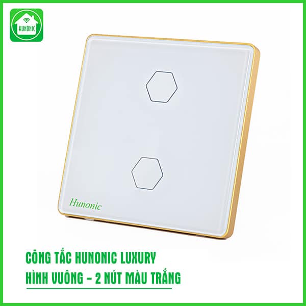 Công Tắc Hunonic Luxury Hình Vuông ( Màu Trắng ) 3 2 Nut Trang