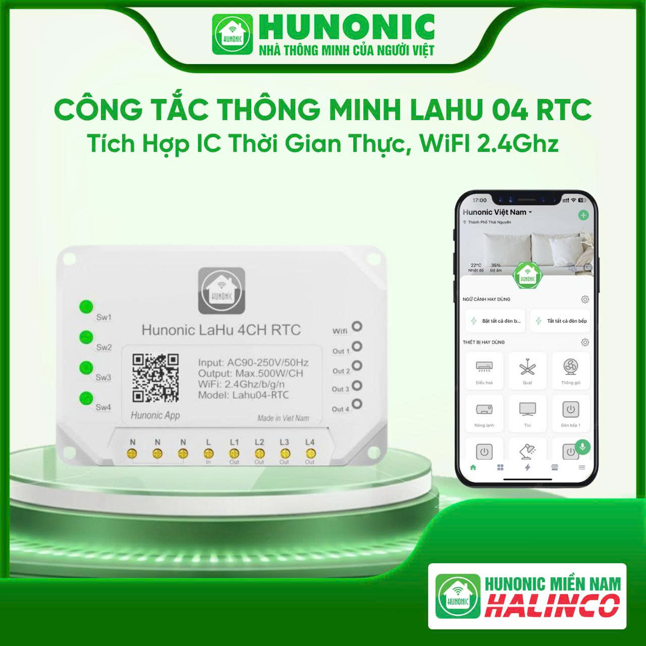 Công Tắc Thông Minh Hunonic 04 RTC Tích Hợp IC Thời Gian Thực - Điều Khiển Từ Xa 1 Công Tắc Thông Minh Hunonic 04 RTC Tích Hợp IC Thời Gian Thực - Điều Khiển Từ Xa
