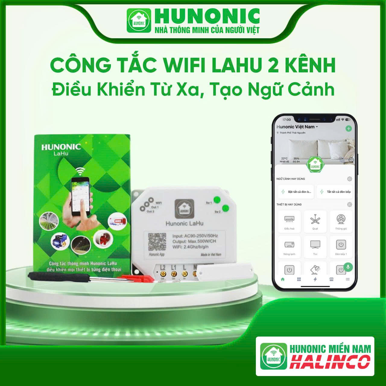 Công Tắc Thông Minh Hunonic Lahu 2 Kênh - Điều Khiển Từ Xa 1 Công Tắc Thông Minh Hunonic Lahu 2 Kênh - Điều Khiển Từ Xa
