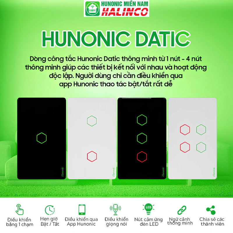 Công Tắc Cảm Ứng Wifi Hunonic Datic - Màu Trắng 23 Công Tắc Cảm Ứng Wifi Hunonic Datic