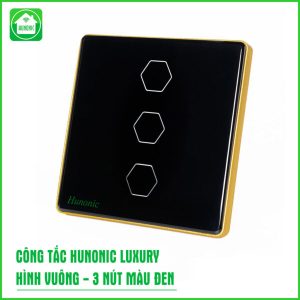 Công Tắc Hunonic Luxury Hình Vuông ( Màu Đen ) 13 3 Nut Den 1 600x600