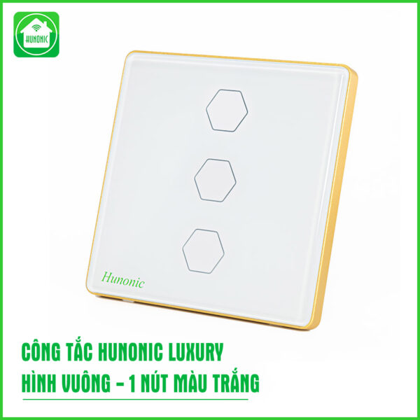 Công Tắc Hunonic Luxury Hình Vuông ( Màu Trắng ) 4 3 Nut Trang 1 600x600