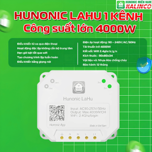 Công Tắc Thông Minh Hunonic Lahu 1 Kênh Công Suất Lớn 4000W- Điều Khiển Từ Xa