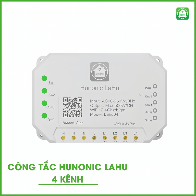 Công Tắc Thông Minh Hunonic Lahu 4 Kênh - Điều Khiển Từ Xa 2 Công Tắc Thông Minh Hunonic Lahu 4 Kênh - Điều Khiển Từ Xa