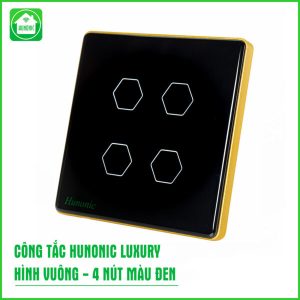 Công Tắc Hunonic Luxury Hình Vuông ( Màu Đen ) 14 4 Nut Den 1 600x600