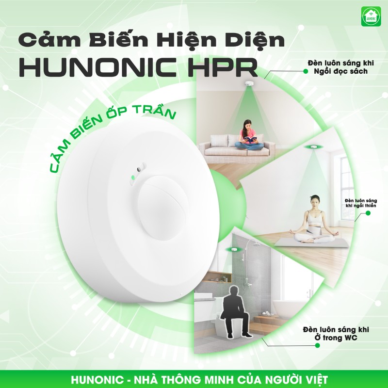 Cảm Biến Hiện Diện Wifi Ốp Trần Hunonic HPR 4 Cảm Biến Hiện Diện Wifi Ốp Trần Hunonic HPR