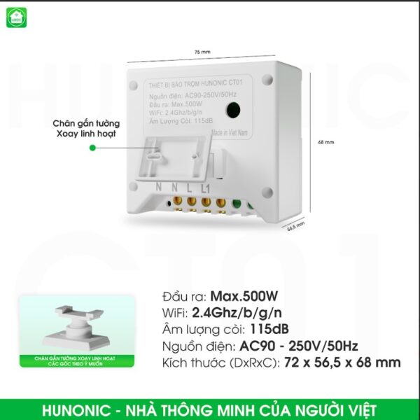 Thiết Bị Chống Trộm Và Báo Khách Wifi Hunonic CT01 2 Chi Tiet Tbtt 600x600