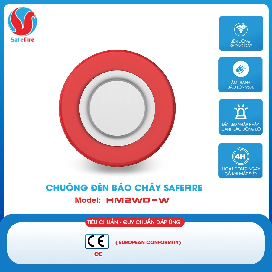 Chuông Đèn Báo Cháy SafeFire HM2WD-W 1 Chuong Den Bao Chay Safefire Hm2wd W Usp San Pham 2