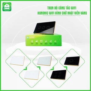Công Tắc Cảm Ứng Wifi Viền Vàng Hình Chữ Nhật