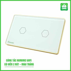 Cong Tac Hunonic Wifi Co Vien 2 Nut Mau Trang
