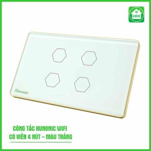 Cong Tac Hunonic Wifi Co Vien 4 Nut Mau Trang