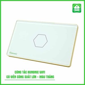 Công Tắc Cảm Ứng Wifi Hunonic Hình Chữ Nhật Viền Vàng (Màu Trắng)