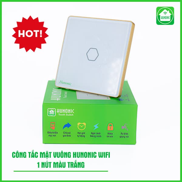 Công Tắc Cảm Ứng Wifi Hunonic Hình Vuông ( Màu Trắng ) 4 Cong Tac Hunonic Wifi Mat Vuong 2