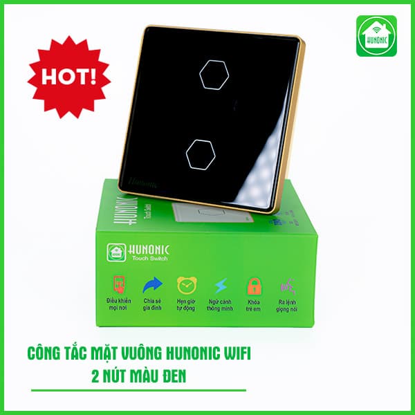 Công Tắc Cảm Ứng Wifi Hunonic Hình Vuông ( Màu Đen ) 5 Cong Tac Hunonic Wifi Mat Vuong 3