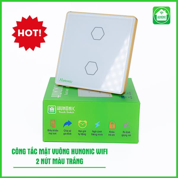 Công Tắc Cảm Ứng Wifi Hunonic Hình Vuông ( Màu Trắng ) 5 Cong Tac Hunonic Wifi Mat Vuong 4