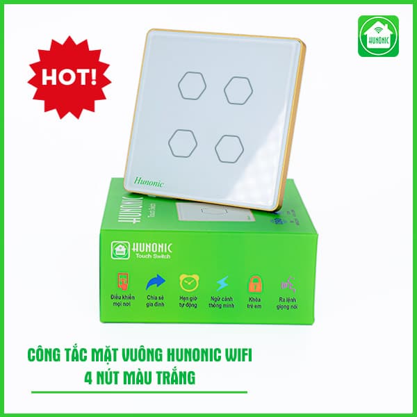 Công Tắc Cảm Ứng Wifi Hunonic Hình Vuông ( Màu Trắng ) 7 Cong Tac Hunonic Wifi Mat Vuong 7