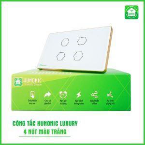 Công Tắc Hunonic Luxury Hình Chữ Nhật Viền Vàng ( Màu Trắng ) 13 Công Tắc Hunonic Luxury Hình Chữ Nhật Viền Vàng