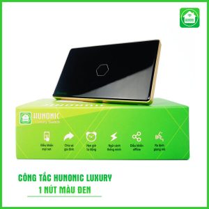 Công Tắc Hunonic Luxury Hình Chữ Nhật Viền Vàng ( Màu Đen ) 8 Công Tắc Hunonic Luxury Hình Chữ Nhật Viền Vàng