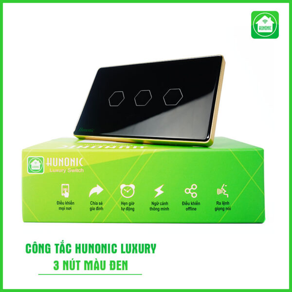 Công Tắc Hunonic Luxury Hình Chữ Nhật Viền Vàng ( Màu Đen ) 5 Cong Tac Thong Minh Hunonic Luxury 18 600x600
