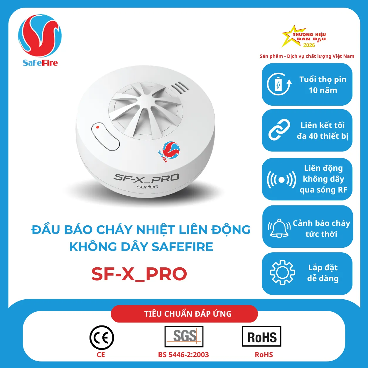 Đầu Báo Cháy Nhiệt Không Dây SafeFire SF-X Pro 2 Dau Bao Chay Nhiet Sf X Pro 11zon