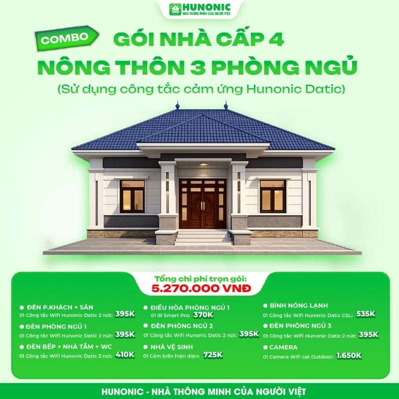 Trọn Gói Nhà Thông Minh Hunonic Cho Nhà Nông Thôn 3 Phòng Ngủ 6 Trọn Gói Nhà Thông Minh Hunonic Cho Nhà Nông Thôn 3 Phòng Ngủ