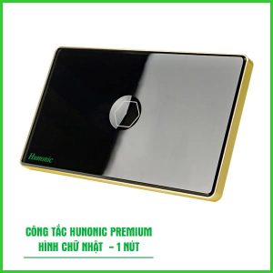 Công Tắc Hunonic Premium Hình Chữ Nhật Viền Vàng 9 Prenium 1 Nut Hcn 1