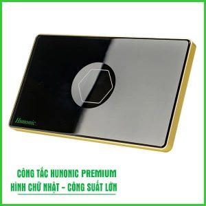 Công Tắc Hunonic Premium Hình Chữ Nhật Viền Vàng 13 Công Tắc Hunonic Premium Hình Chữ Nhật Viền Vàng