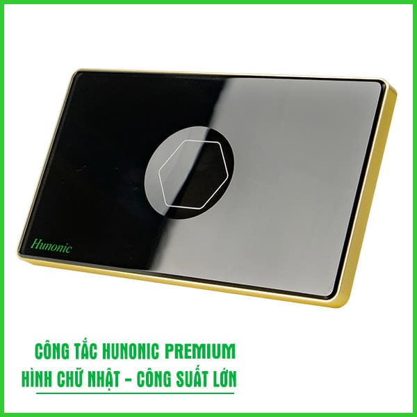 Công Tắc Hunonic Premium Hình Chữ Nhật Viền Vàng 45 Công Tắc Hunonic Premium Hình Chữ Nhật Viền Vàng
