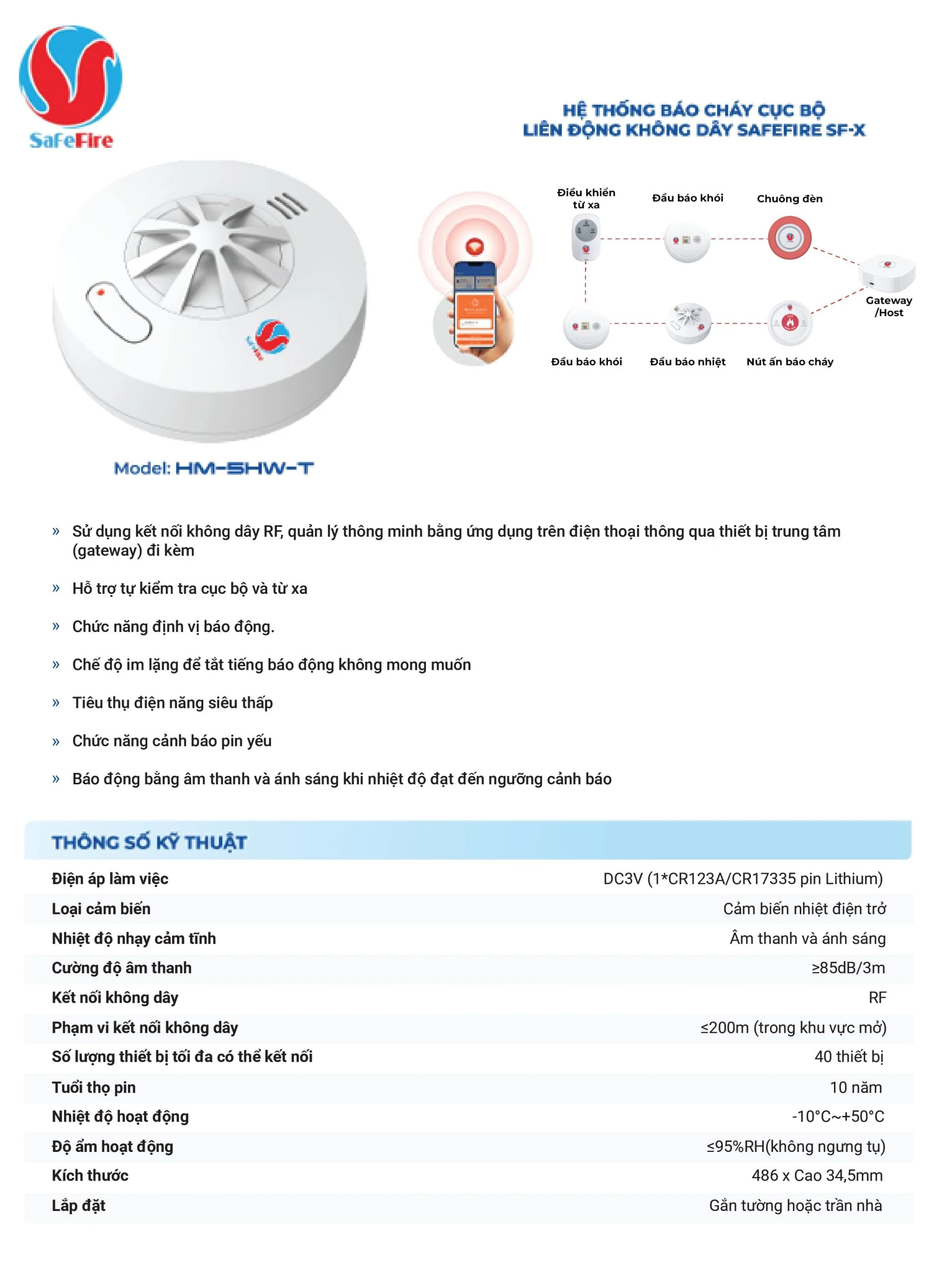 Đầu Báo Nhiệt Liên Động Không Dây SafeFire HM-5HW-T 26 Đầu Báo Nhiệt Liên Động Không Dây SafeFire HM-5HW-T