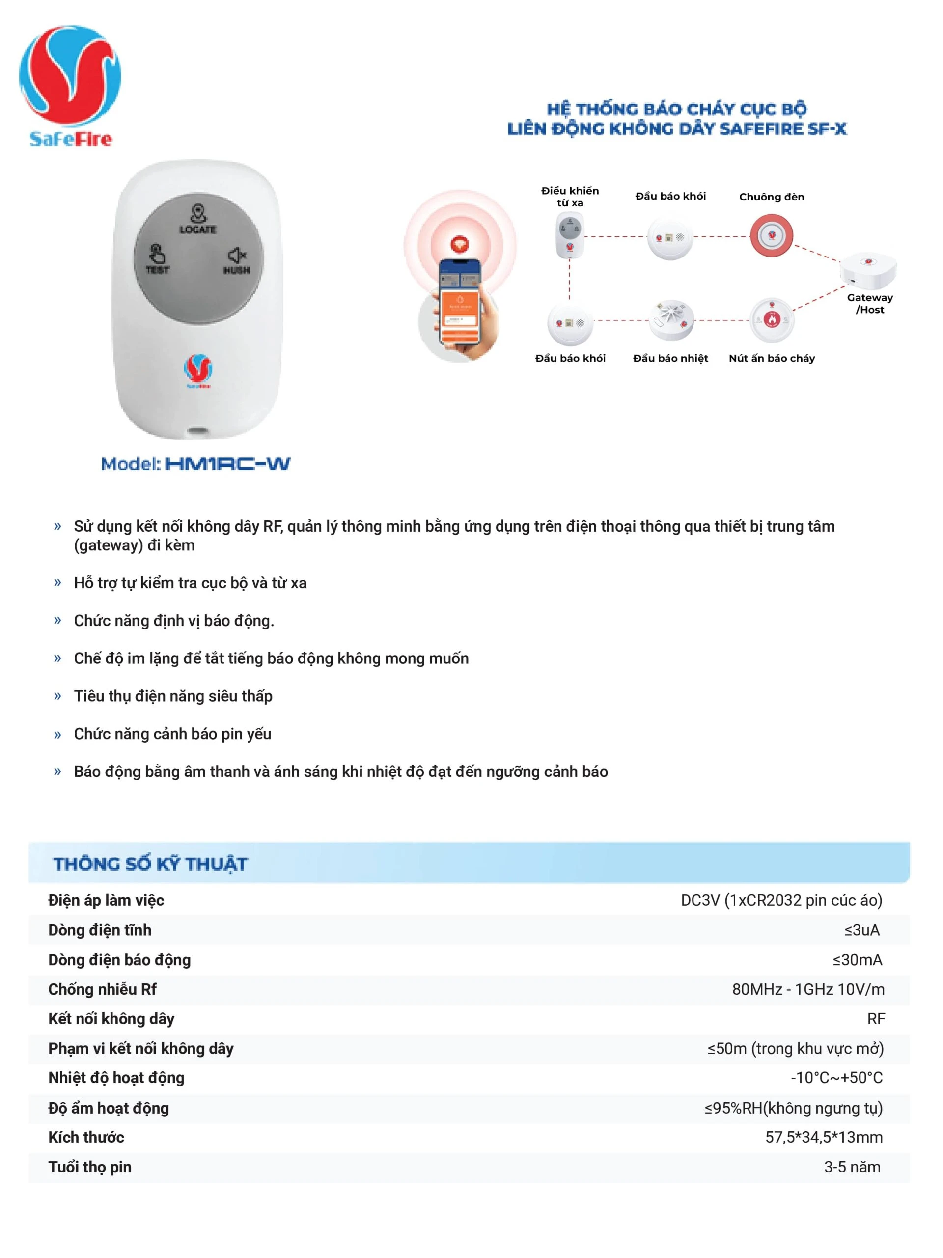Điều Khiển Không Dây Safefire HM1RC-W 26 Điều Khiển Không Dây Safefire HM1RC-W