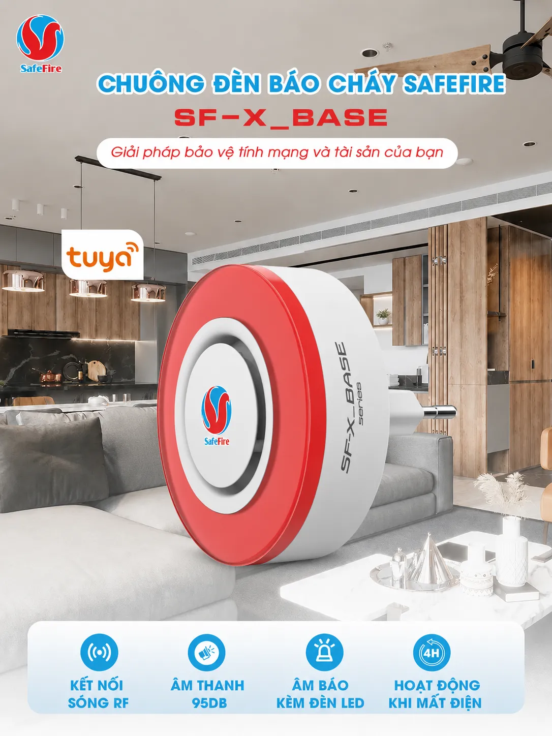 Chuông Đèn Báo Cháy SafeFire SF-X Base 13 Chuông Đèn Báo Cháy SafeFire SF-X Base
