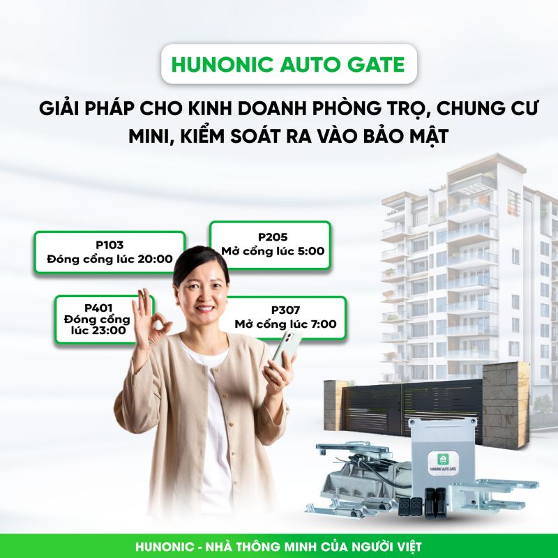 Cổng Tự Động Hunonic Auto Gate V2 (Bộ 1 motor) 9 Tinh Nang Cong Tu Dong1