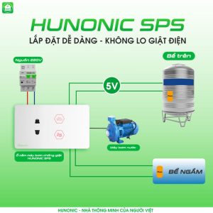 Ổ Cắm Máy Bơm Chống Giật An Toàn Hunonic SPS 7 Tinh Nang O Cam May Bom Sps2